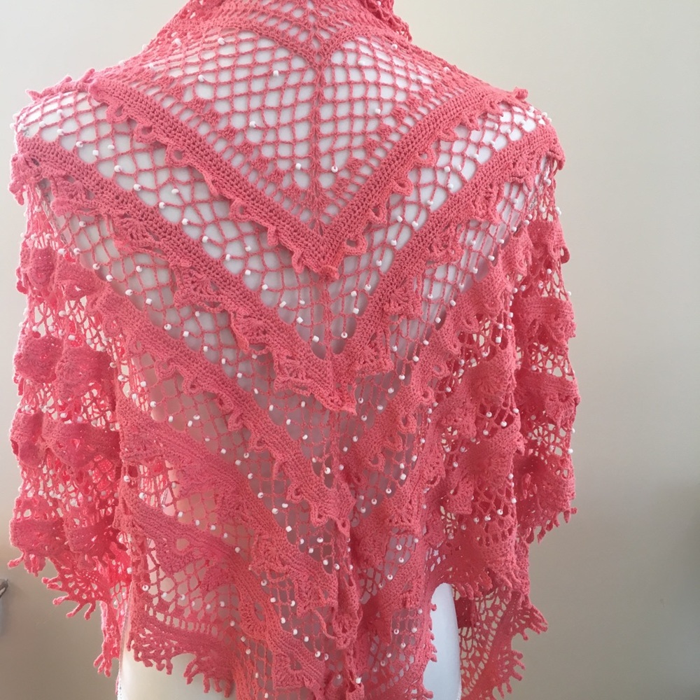 Beautiful beaded crochet/macrome shawl